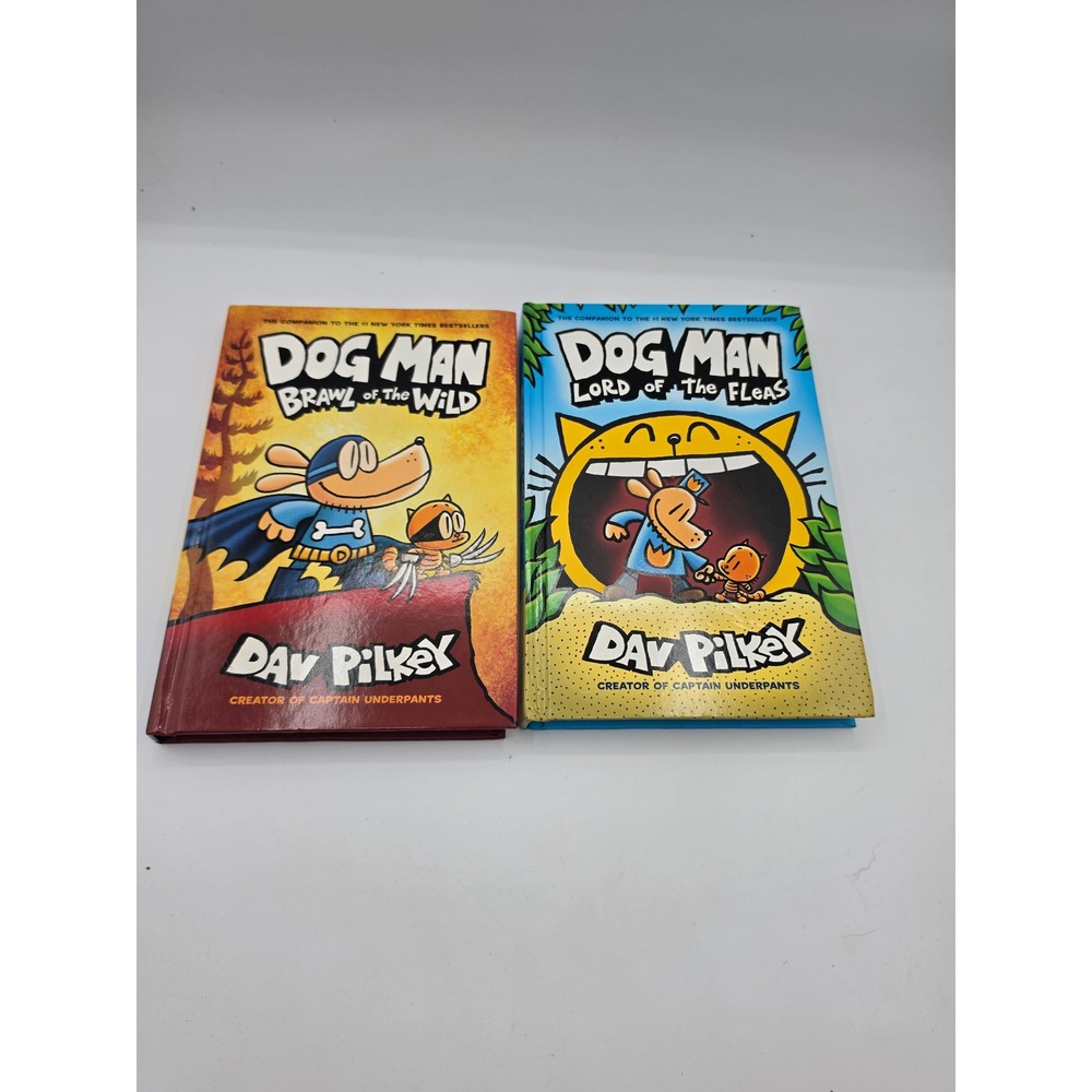 Dog Man Dav Pilkey Hardcover Book Lot Brawl of the Wild Lord of the Fleas